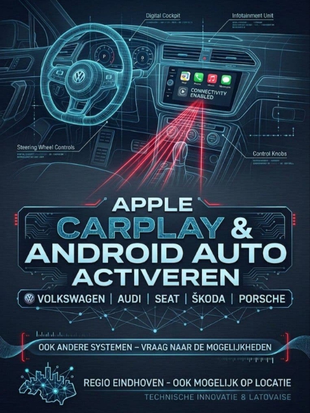 Carplay & Android Auto vrijschakelen VW/Audi/Seat/Porsche, Auto diversen, Ophalen