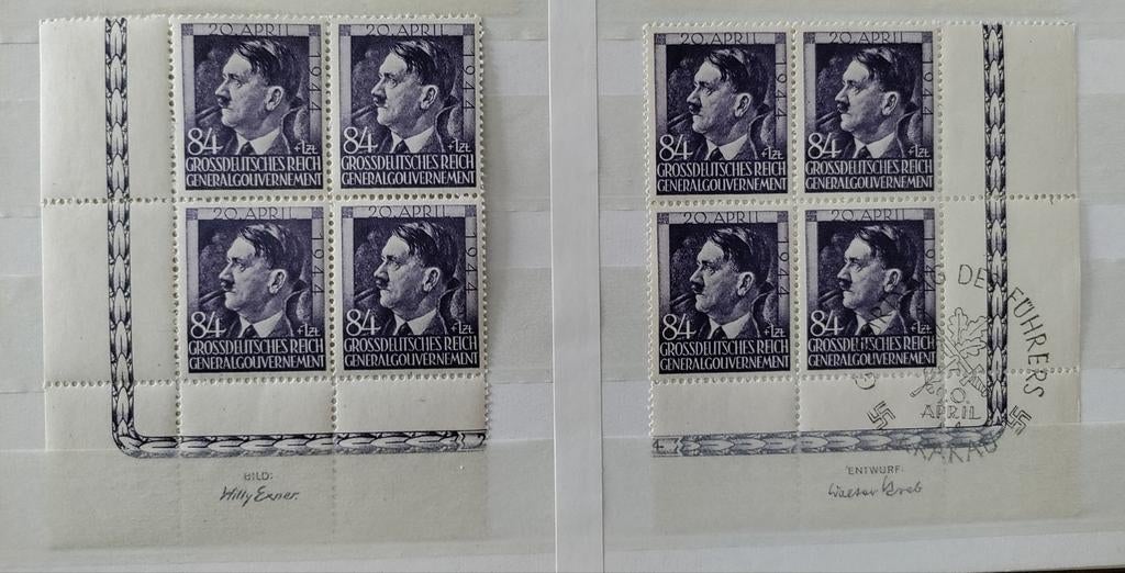 Postzegels Adolf paars lila 20 april 1944 Krakau, Enlèvement ou Envoi, Autres, Autres types