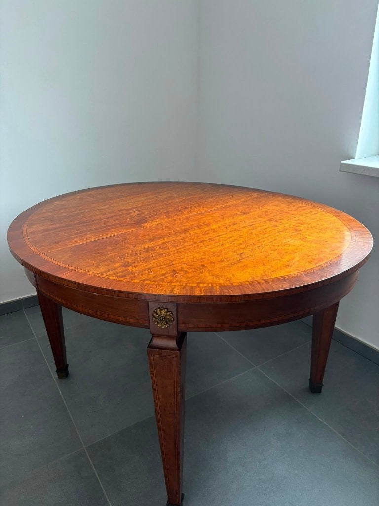 Table ronde style Louis XVI, 100 à 150 cm, Acajou, 150 à 200 cm, Comme neuf