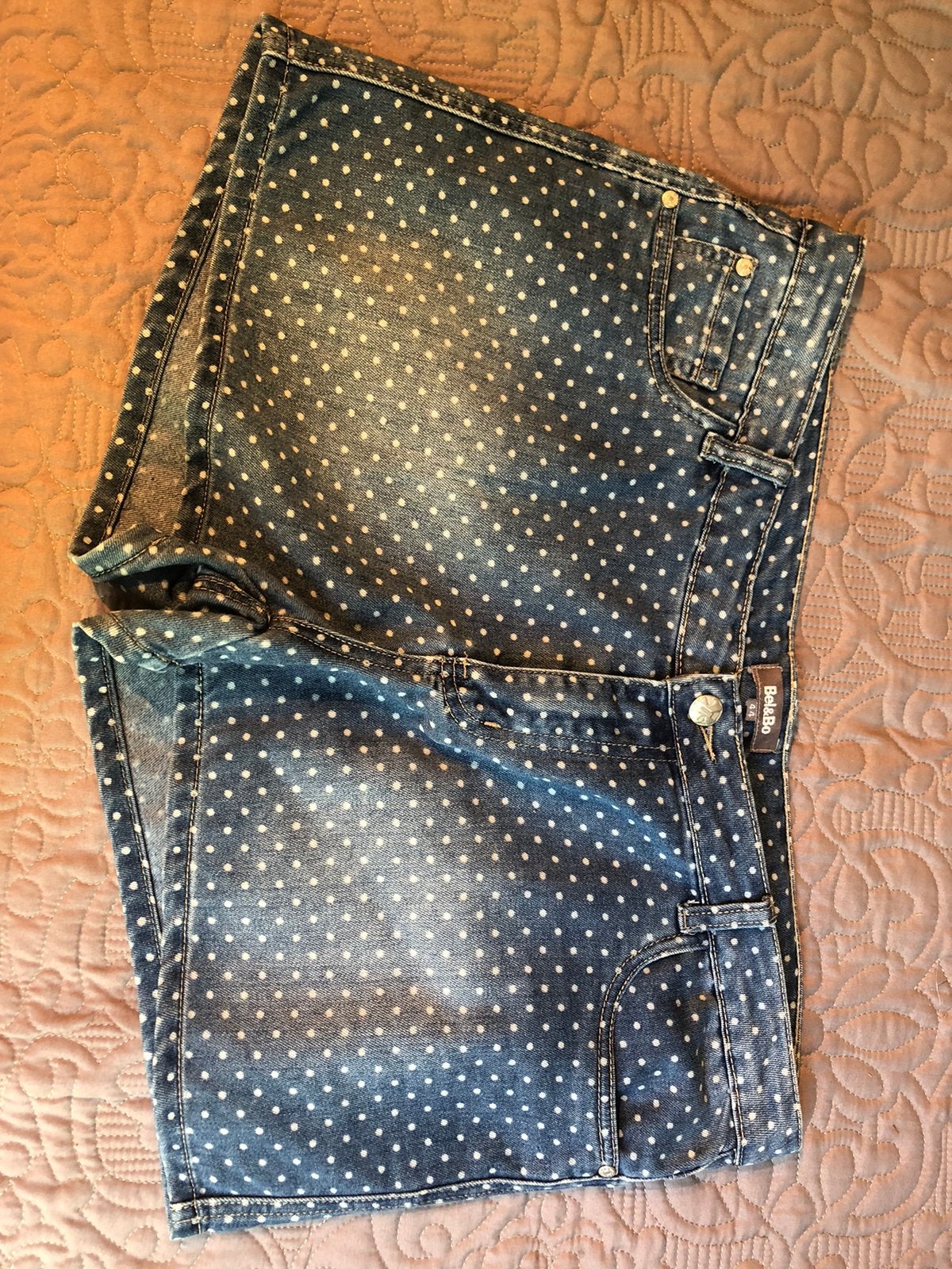 Short jeansblauw met stippen, Ophalen, Gedragen, Blauw, W33 - W36 (confectie 42/44)