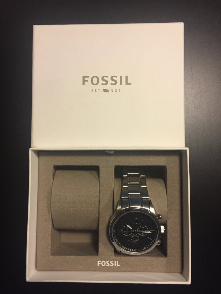 Montre/chronographe Fossil en acier inoxydable, Bijoux, Sacs & Beauté, Montres | Hommes, Autres marques, Enlèvement ou Envoi, Acier