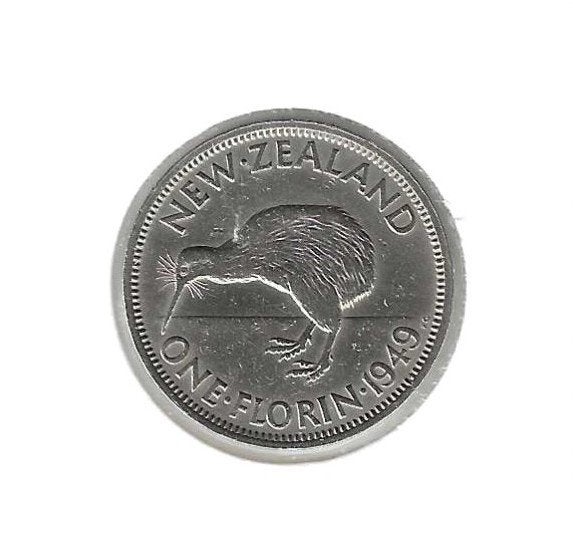 Nieuw-Zeeland, 1 Florin 1949., Ophalen of Verzenden, Losse munt