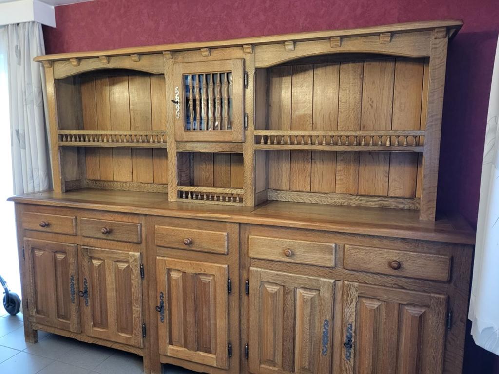 Massief eikenhouten eetkamerset, Huis en Inrichting, Ophalen, Gebruikt, Antiek, 4 tot 6 stoelen