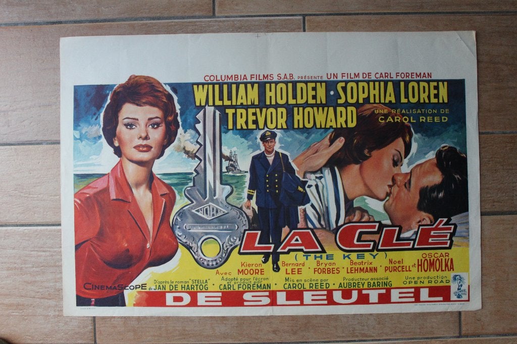filmaffiche Sophia Loren The Key 1958 filmposter, Collections, Posters & Affiches, Enlèvement ou Envoi, Rectangulaire horizontal