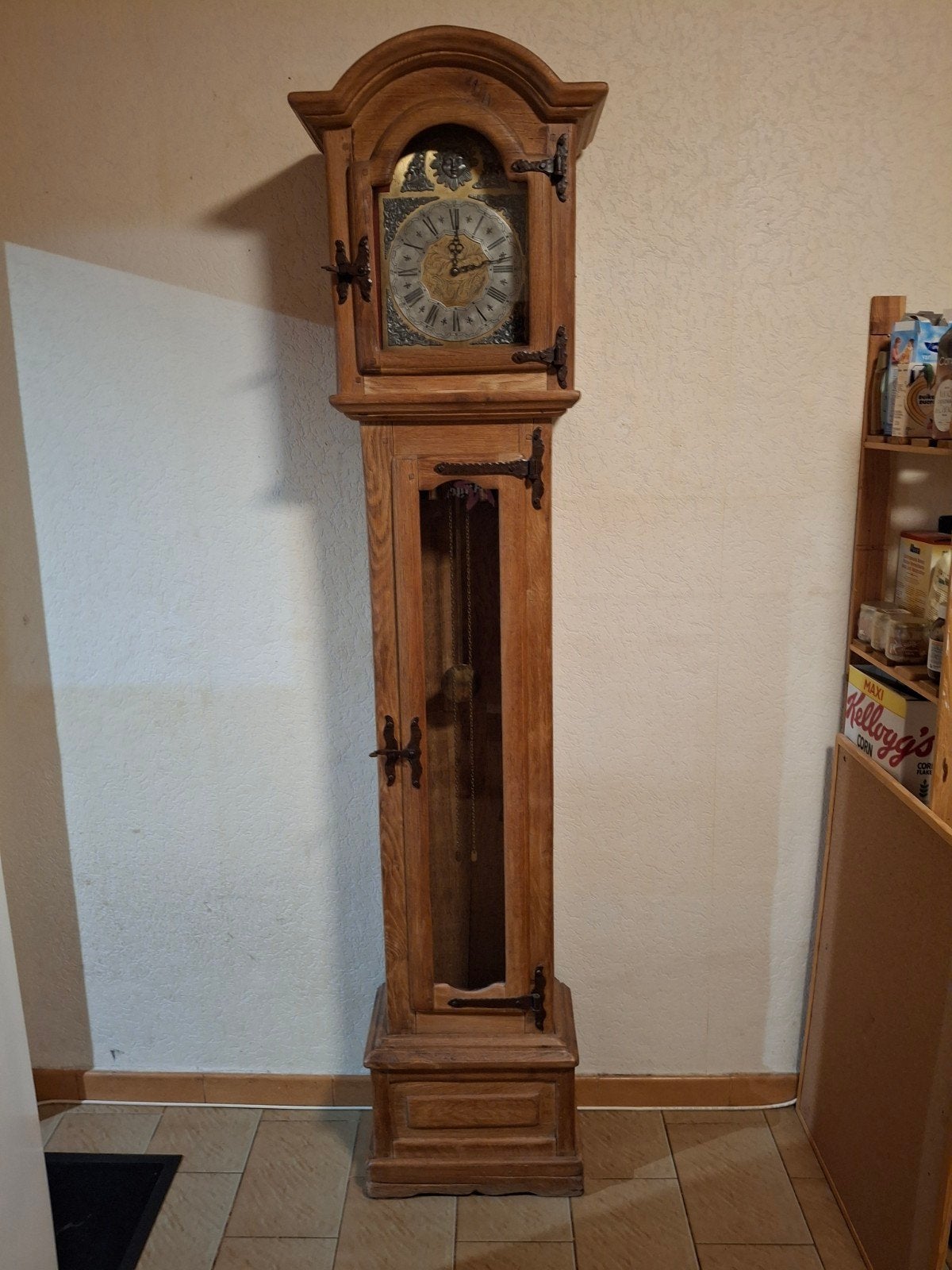 Horloge sur pied en chêne massif., Antiquités & Art, Enlèvement