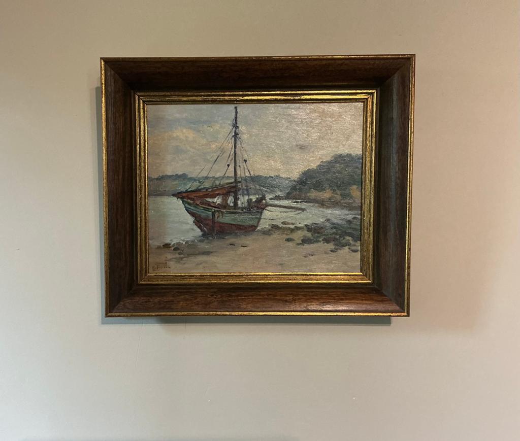 Lot 26. Huile sur panneau. 300/240. Cadre 390/330. Signé, Antiquités & Art, Art | Peinture | Classique, Enlèvement ou Envoi