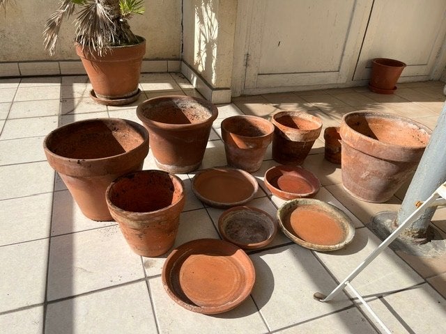 bloempotten & schalen (terracotta), Tuin en Terras, Ophalen, Gebruikt, Terracotta, Balkon