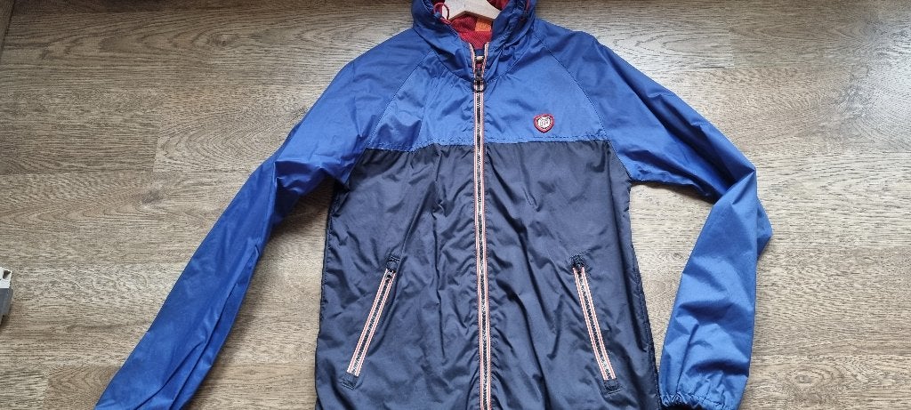 blauwe regenjas SuperDry maat medium - M, SuperDry, Ophalen of Verzenden, Zo goed als nieuw, Maat 48/50 (M)