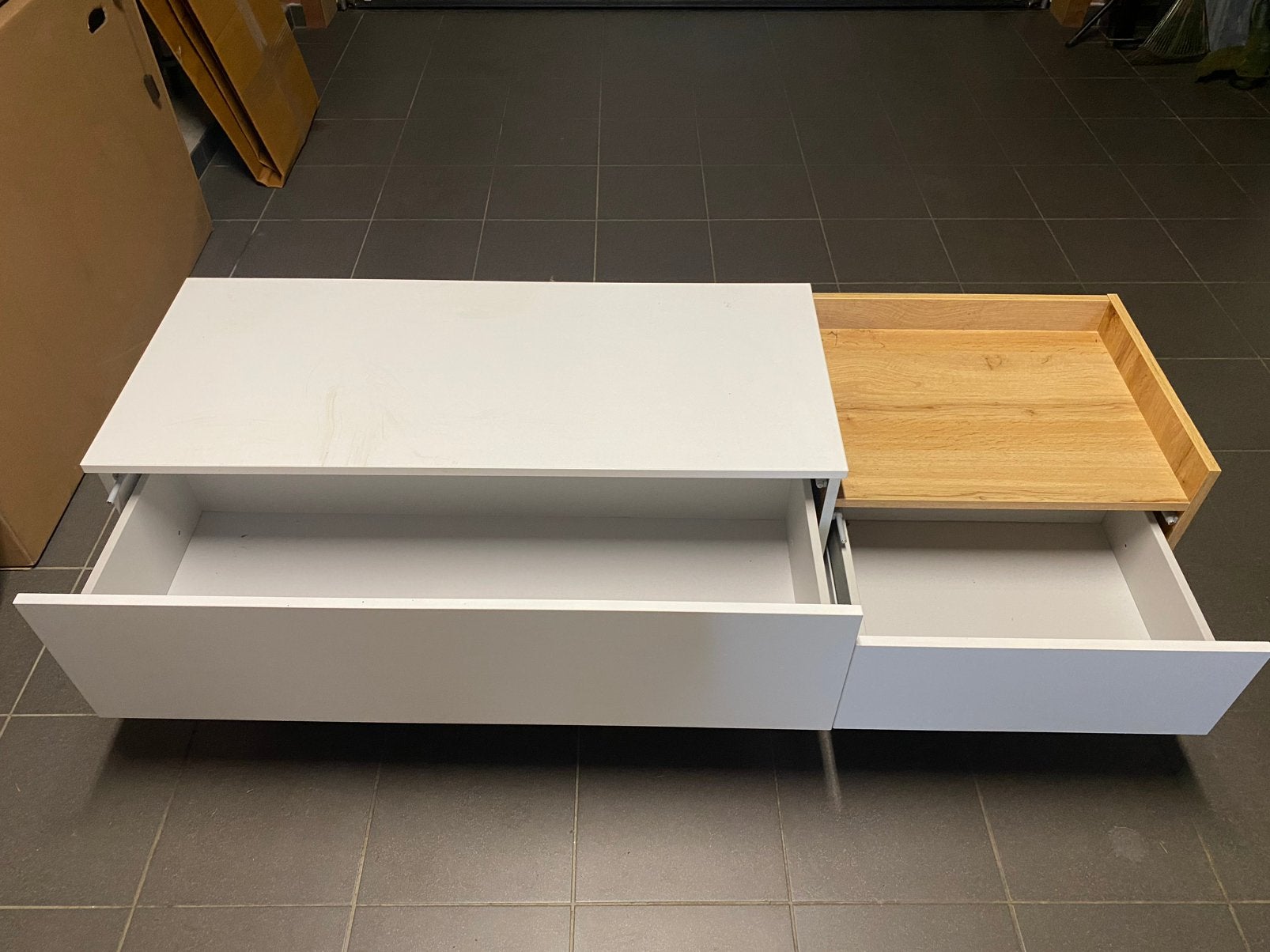 TV unit Jysk – white with wood details – Scandinavian design, Ophalen, Zo goed als nieuw