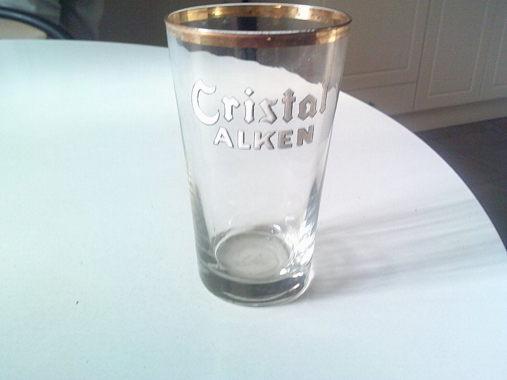 glas cristal alken 33 cl dikke emaille facetten, Verzamelen, Ophalen, Zo goed als nieuw, Bierglas