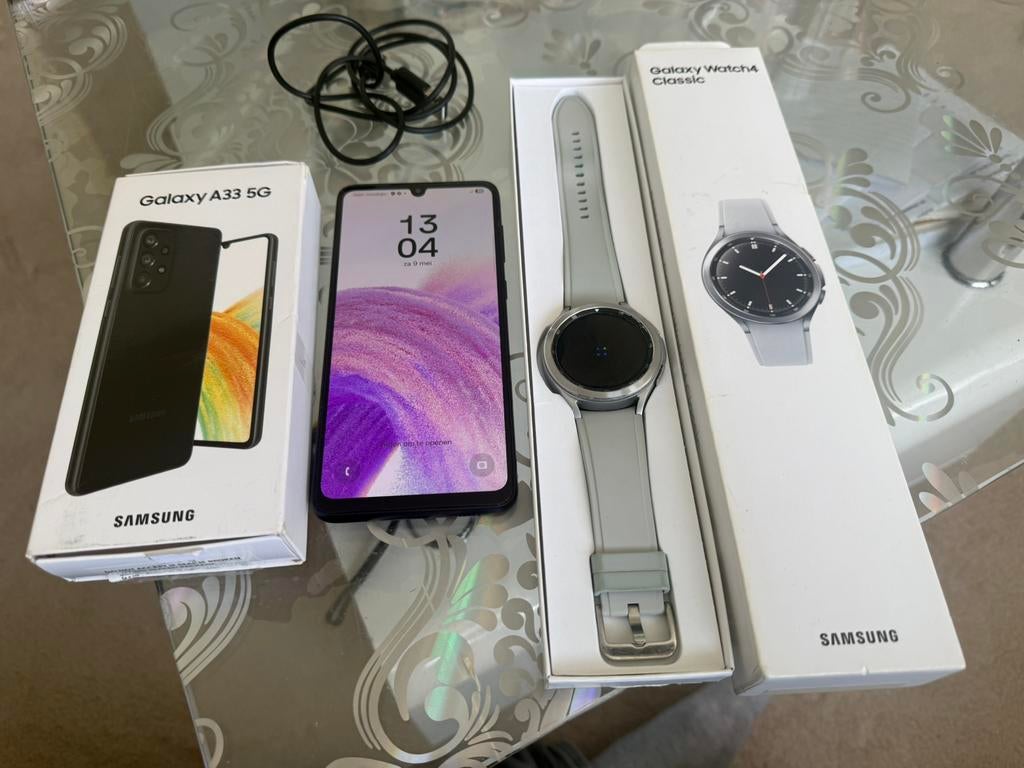 Samsung A33 128 5G+ Watch 4 classic 46 mm inruilen mogelijk, Telecommunicatie, Ophalen, Zwart, Touchscreen, Zo goed als nieuw