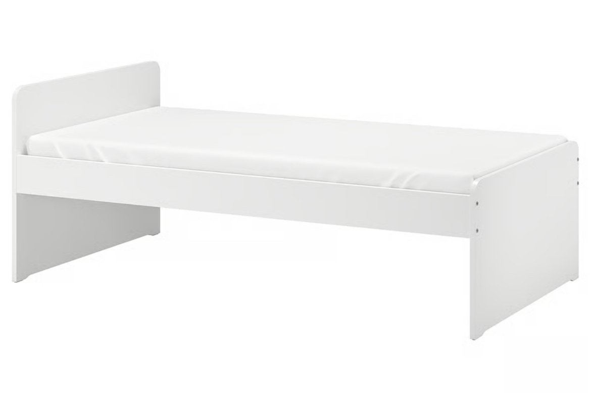 Bed en lattenbodum, Ophalen, Eenpersoons, Beige, 200 cm