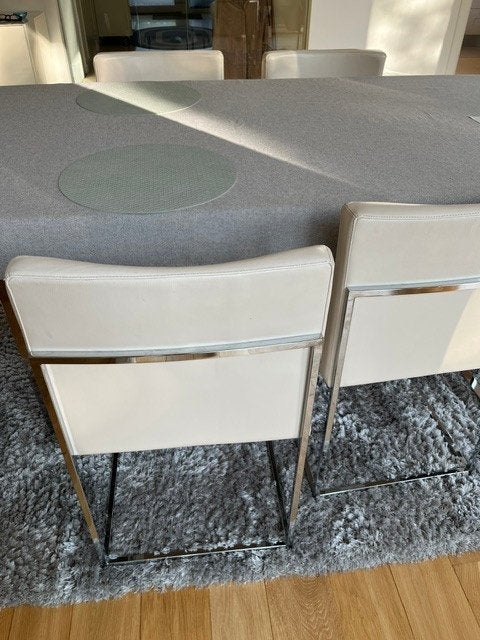 6 chaises en cuir blanc ivoire  Calligaris, Maison & Meubles, Chaises, Comme neuf, Enlèvement, Cinq, Six Chaises ou plus, Blanc