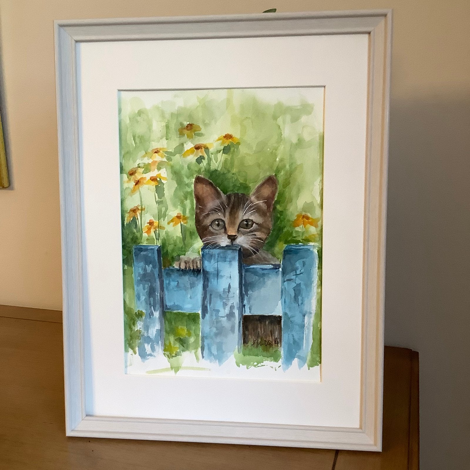 Aquarelle  encadree ( deco chambre enfant), Maison & Meubles, Neuf, 32 cm, 42 cm, Œuvre encadrée