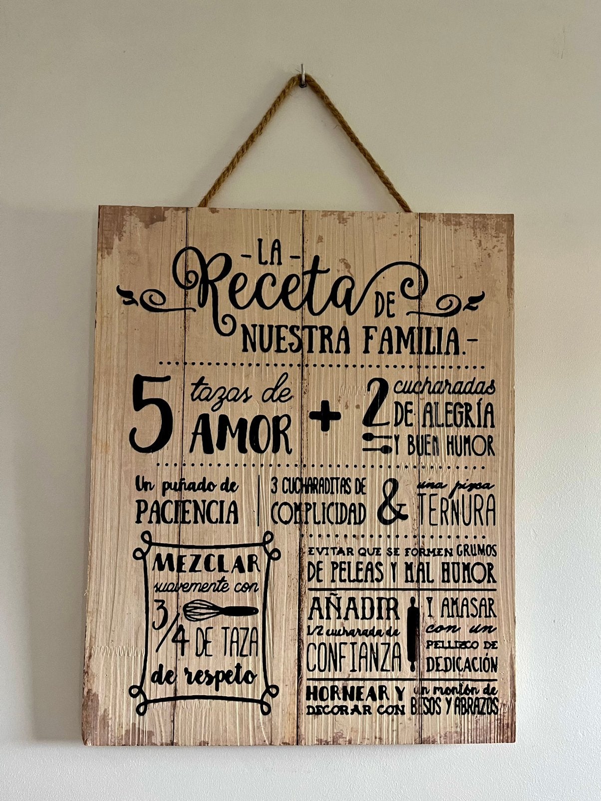 Tableau décoratif en bois – en espagnol - neuf, 50 cm, Beige, Comme neuf, Enlèvement