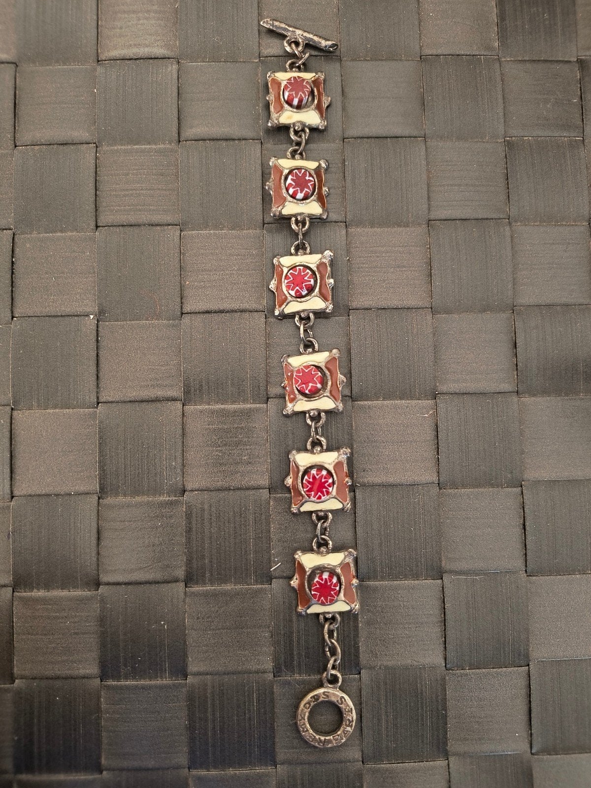 Prachtige Vintage Rémy Dis Paris Schakelarmband  Emaille, Ophalen of Verzenden, Zo goed als nieuw, Rood, Overige materialen