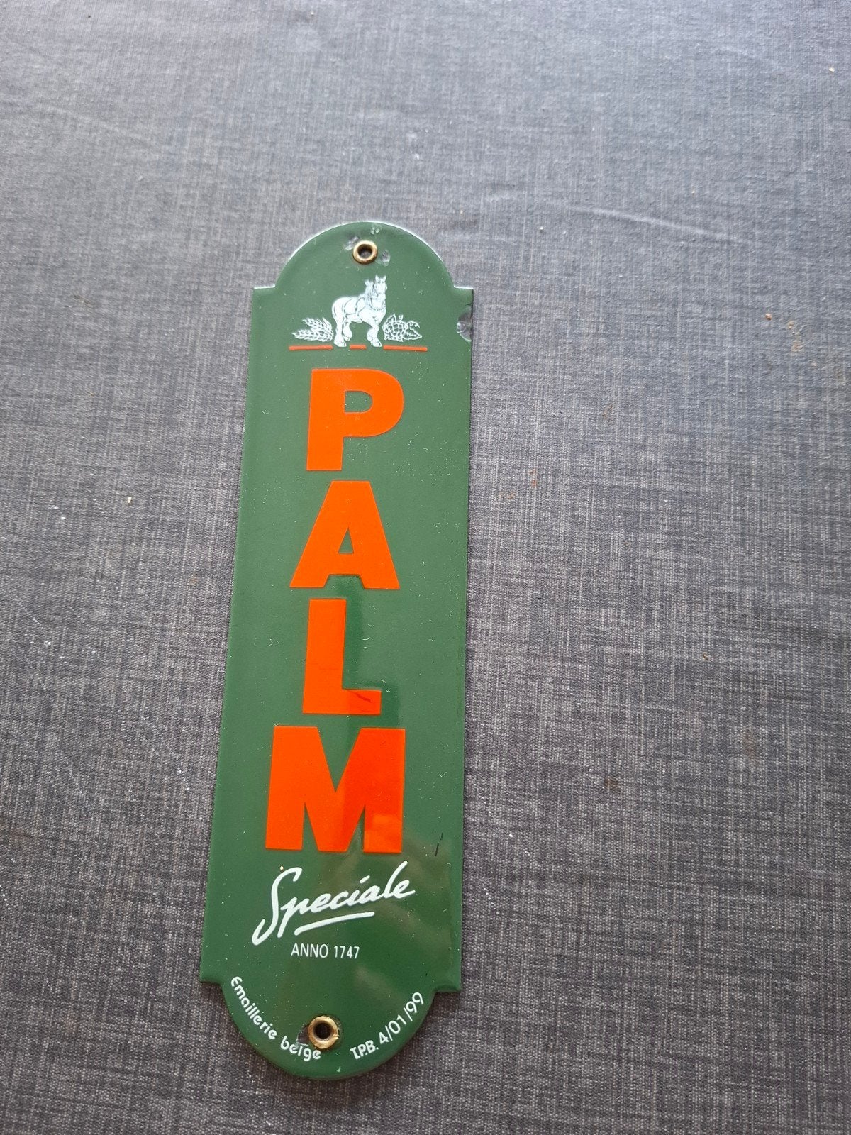 emaille deurbordje palm, Verzamelen, Ophalen of Verzenden, Gebruikt, Reclamebord, Plaat of Schild, Palm