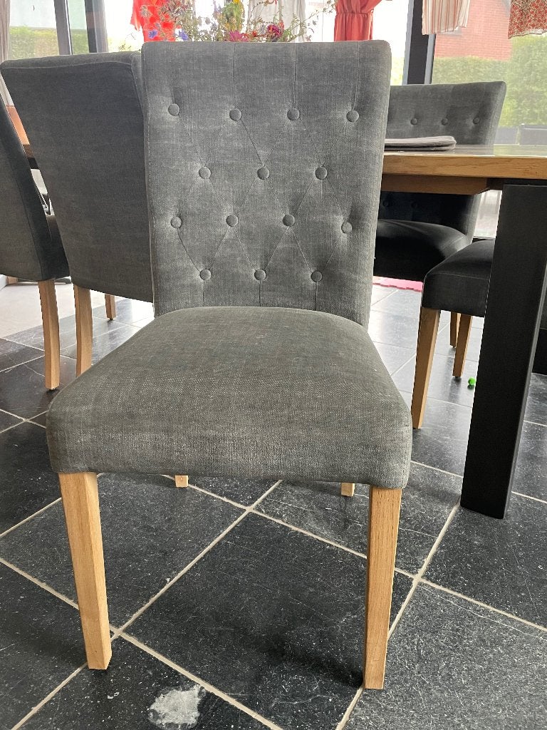 8 eetkamerstoelen - grijs - landelijk, Huis en Inrichting, Stoelen, Ophalen, Hout, Gebruikt, Grijs