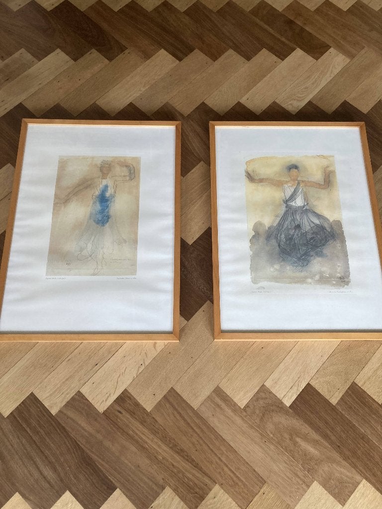 2 reproductions tableaux Rodin, Portrait ou Personnes, Sous verre, Expressionniste, Enlèvement