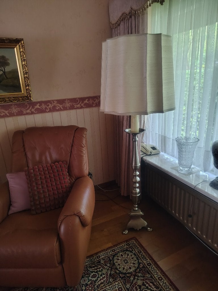 Lampadaire en métal argenté, Enlèvement, Comme neuf, Métal, 150 à 200 cm