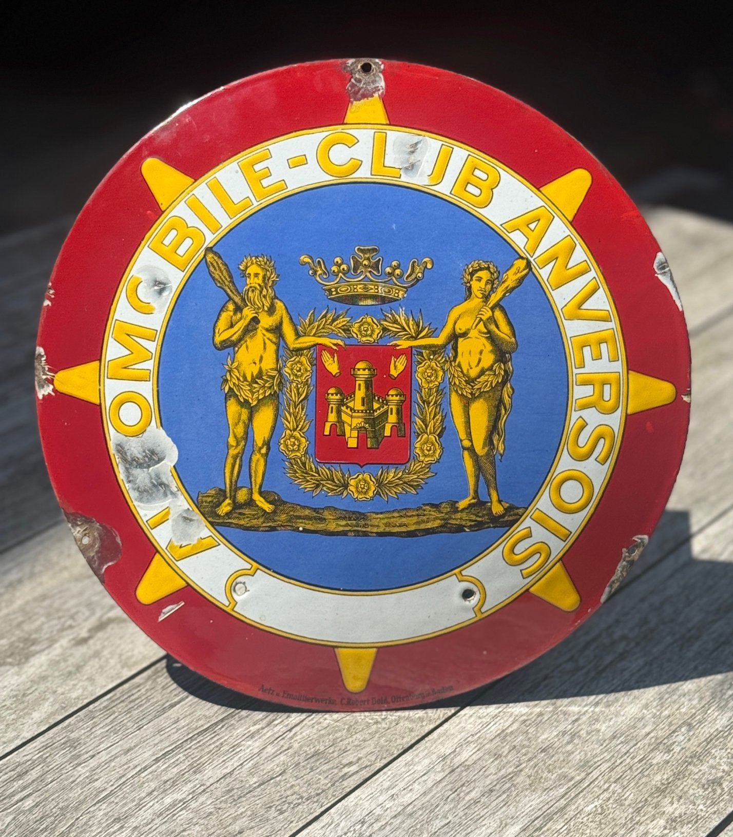 Emaille bord Automobile club Anversoise, Ophalen, Gebruikt