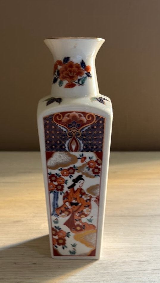 Magnifique vase carré japonais vintage de style Imari —20cm, Enlèvement ou Envoi