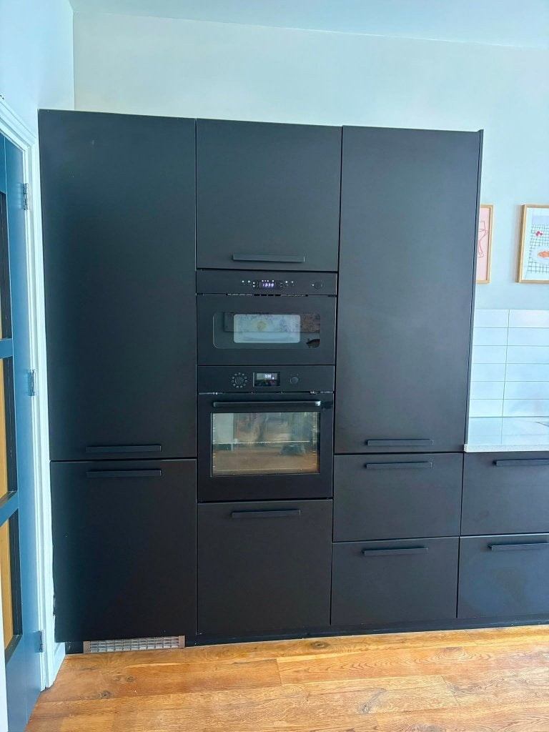 Moderne matzwarte rechte keuken 5,21 meter GEDEMONTEERD, Huis en Inrichting, Zwart, Enkelwandige keuken, Ophalen of Verzenden