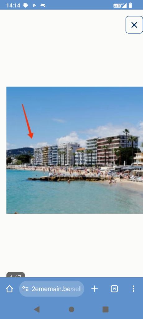 Juan les pins appartement face à la plage, Vakantie, Internet, Provence en Côte d'Azur, Appartement, Aan zee