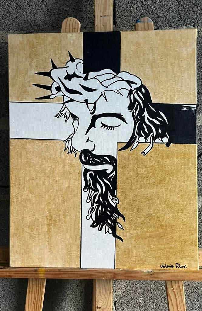 schilderij "jesus", Hobby en Vrije tijd, Schilderen, Ophalen, Zo goed als nieuw