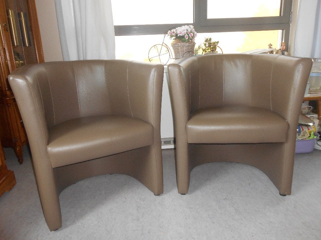 2 kuipzetels leder, Ophalen, Leer, Zo goed als nieuw, 75 tot 100 cm