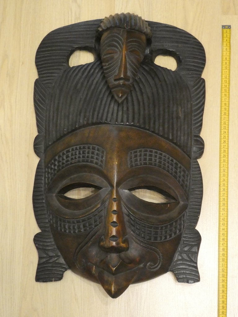 Afrikaans Houten Masker Handgesneden (3), Antiek en Kunst, Kunst | Beelden en Houtsnijwerken, Ophalen, Masker, Handgemaakt, Hout