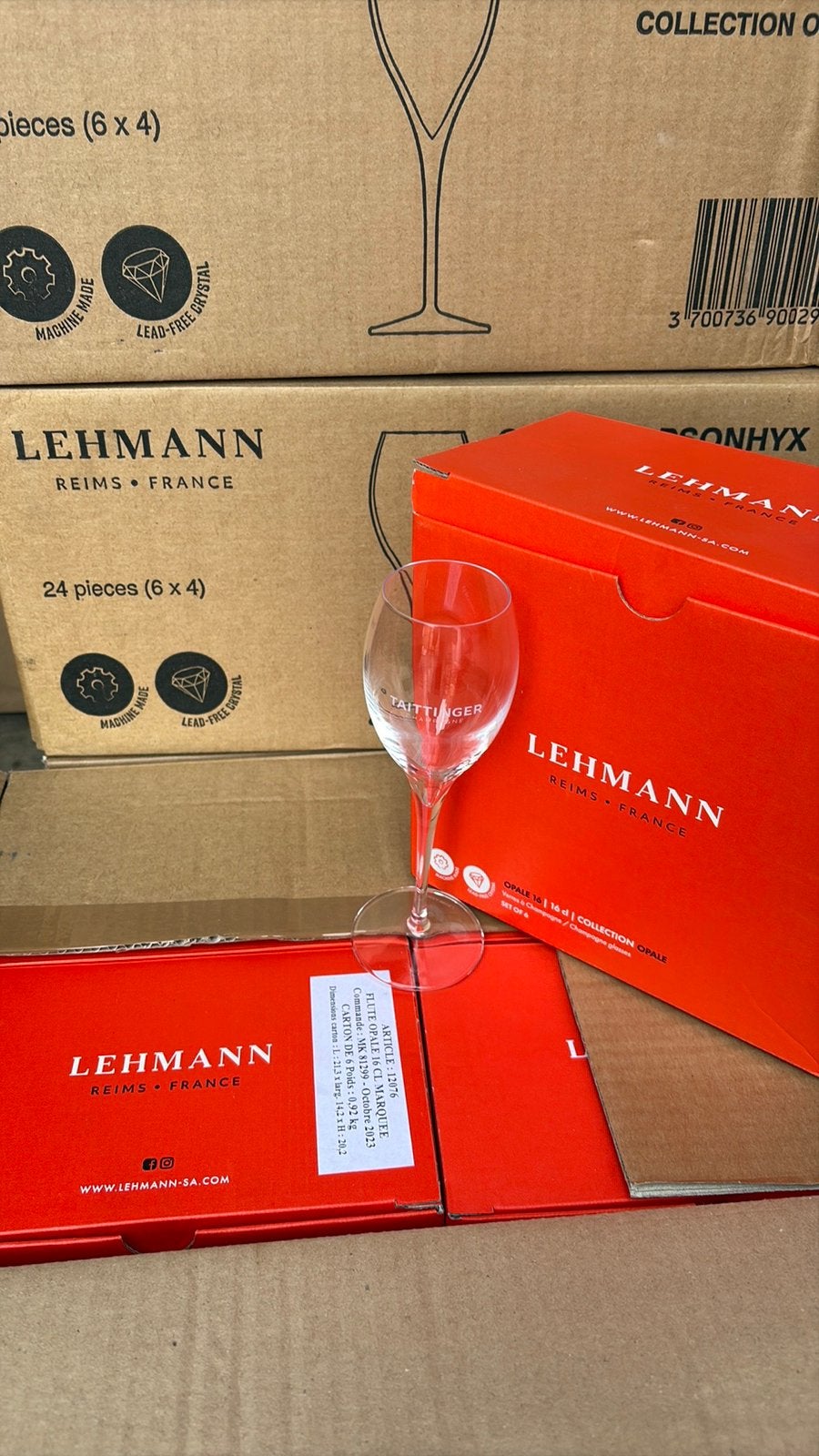 Doos van 24 taittinger champagne glazen. NIEUWSTAAT, Verzamelen, Ophalen of Verzenden, Nieuw
