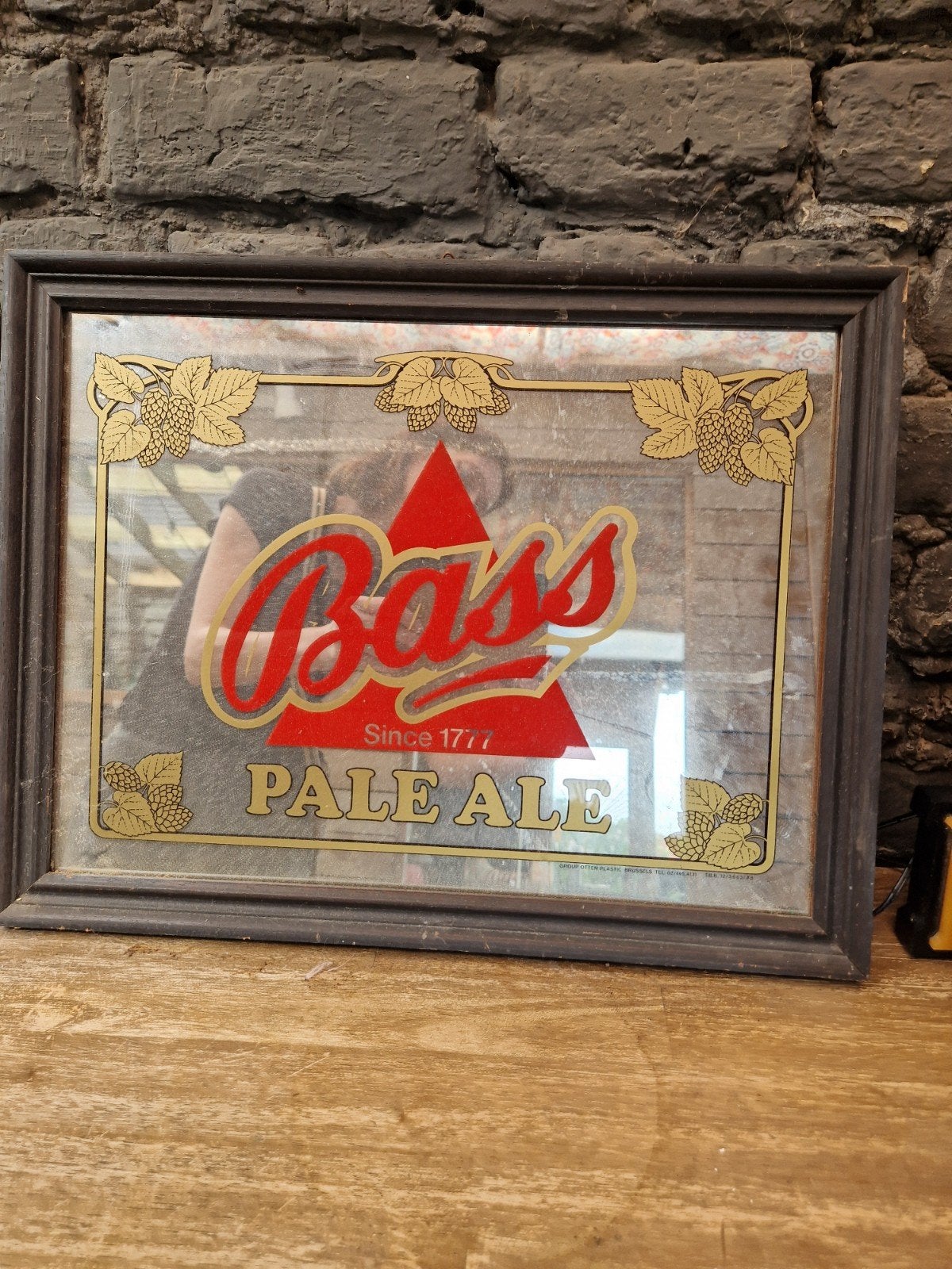 vintage reclamespiegel Bass pâle ale, Ophalen, Rechthoekig
