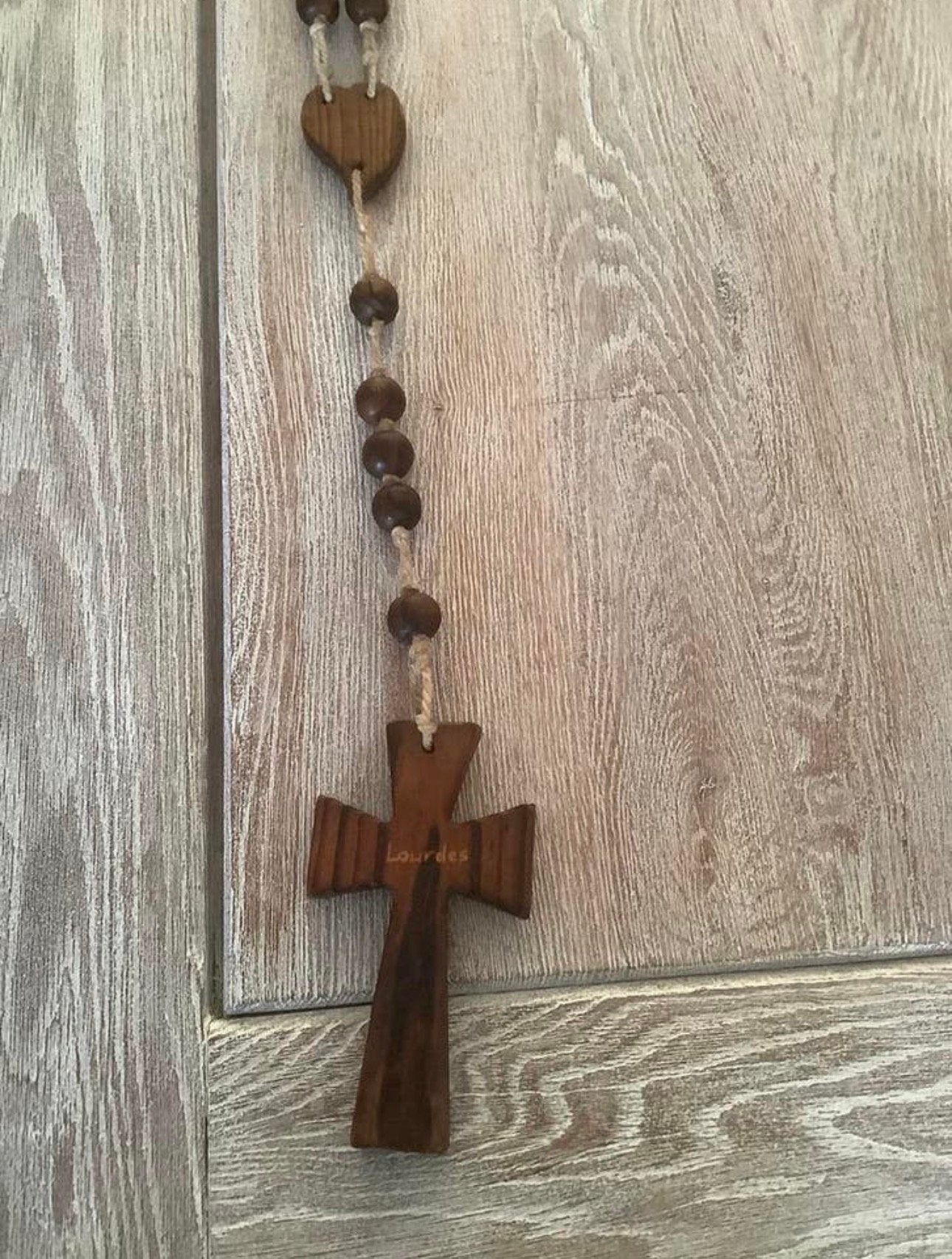 Vintage houten rozenkrans, Ophalen, Zo goed als nieuw