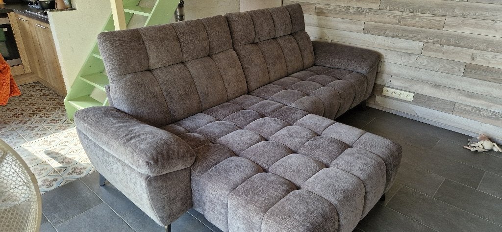 Divan 3 1/2 places long chair + relax, 250 à 300 cm, Comme neuf, Enlèvement, Métal