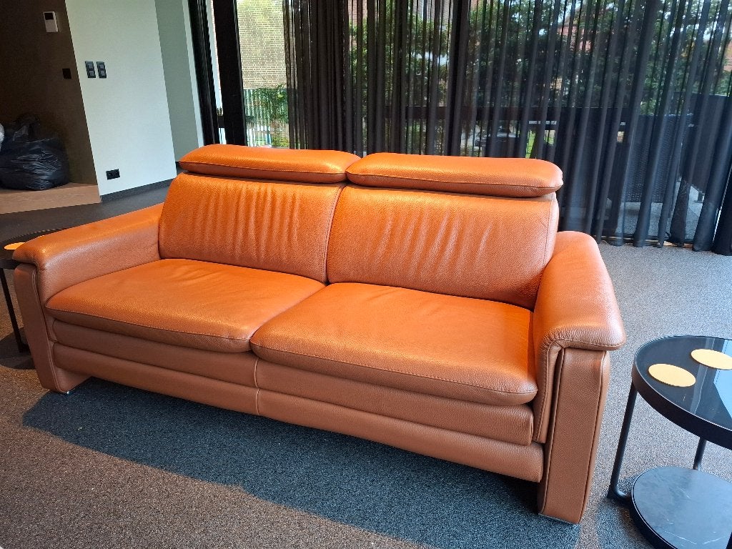 top leren 3-zit cognac kleur, Ophalen, Driepersoons, Leer, Zo goed als nieuw