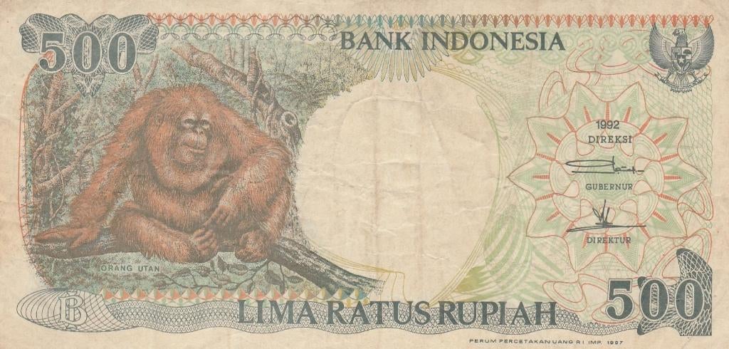 Bank Indonesia 500 Rupiah 1992   orang-oetan, Ophalen