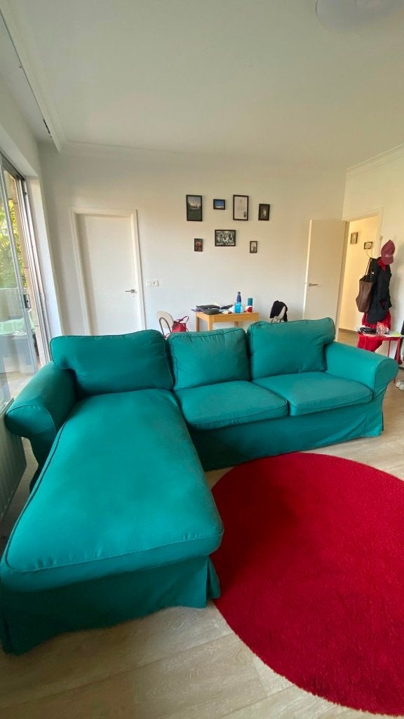Canapé EKTORP vert canard avec méridienne IKEA, Maison & Meubles, Trois personnes, 100 à 125 cm, Canapé personnalisable avec méridienne et housse vert canard.