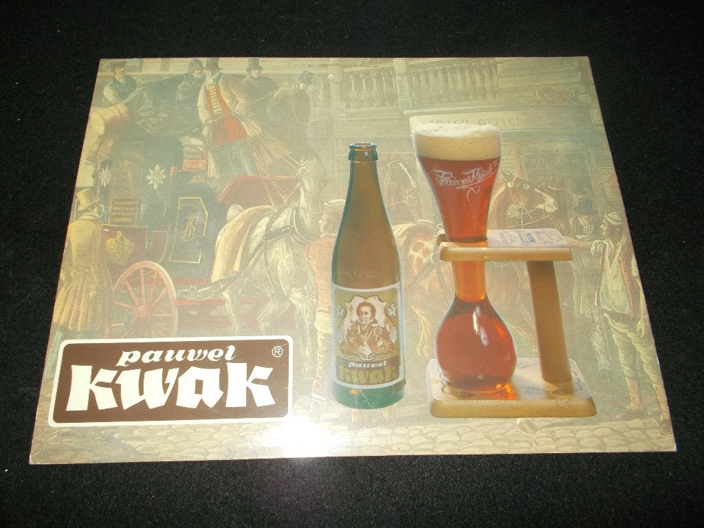 KWAK bier - kleine nostalgische staander 27x21cm - glanzend., Verzamelen, Ophalen, Gebruikt, Reclamebord, Plaat of Schild, Stella Artois