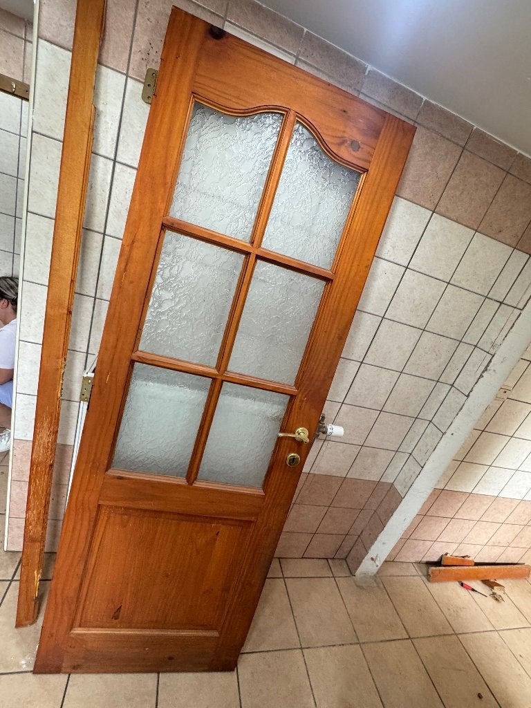 Porte en bois avec vitre, Enlèvement, Utilisé, Autres types, Bois