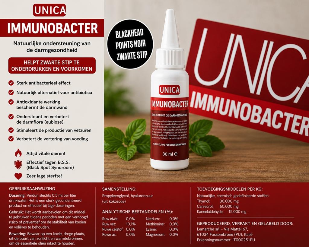 IMMUNOBACTER ( Anti Zwarte stip ) 50ml Unica ( Kokosolie), Dieren en Toebehoren, Vogels | Toebehoren, Ophalen
