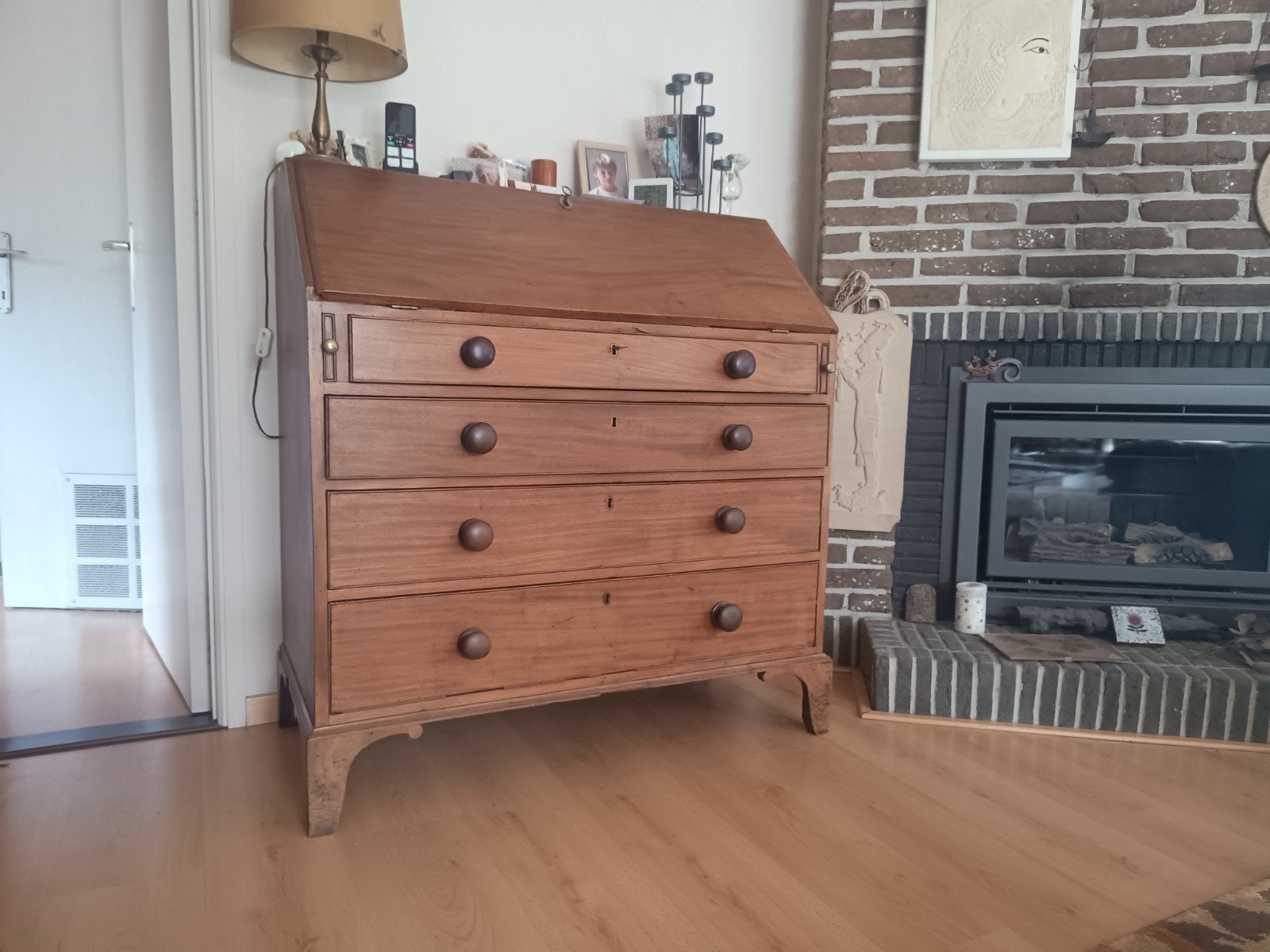 Antieke Engelse secretaire, Huis en Inrichting, Ophalen, 100 tot 150 cm, 100 tot 150 cm, Zo goed als nieuw