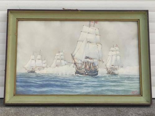 aquarelle bateau signe m pons, Antiquités & Art, Enlèvement ou Envoi