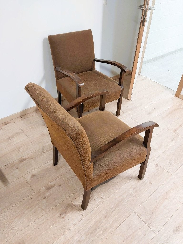 fauteuils bois / tissu, Maison & Meubles, Fauteuils, Comme neuf, Bois, Tissus, 50 à 75 cm, Moins de 75 cm, Enlèvement