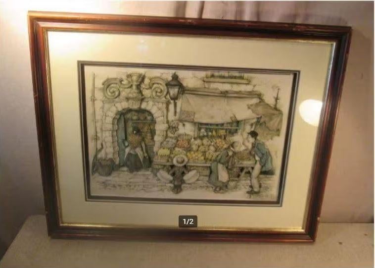 Mooie Artprint 'Groenten en Fruit' - Pieck, Ophalen of Verzenden, Zo goed als nieuw, Oorspronkelijke maker