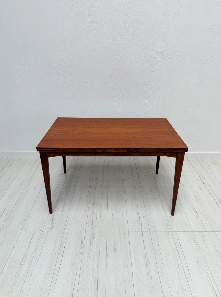 Vintage Scandinavische teak uitschuifbare eettafel jaren 60, Huis en Inrichting, Ophalen, Gebruikt, Teakhout, Vintage Mid-Century Design