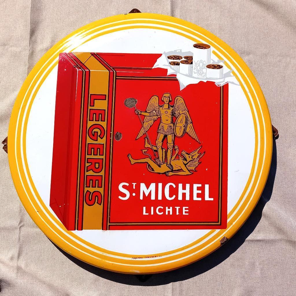 Panneau d'affichage émaillé, cigarettes, St Michel (1954), Enlèvement ou Envoi, Comme neuf, Panneau publicitaire