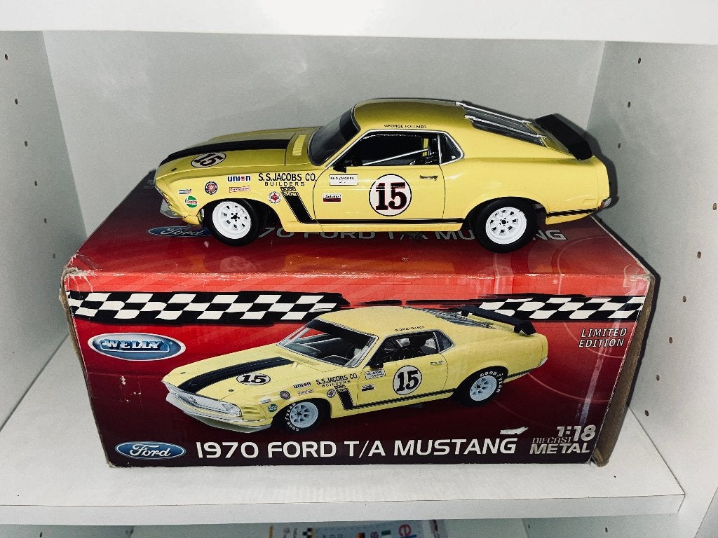 1970 ford mustang boss 302 #15 1/18, Verzenden, Zo goed als nieuw, Auto, Welly