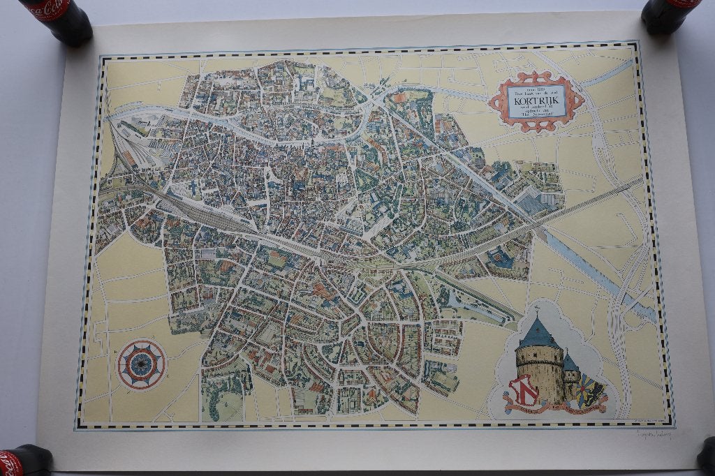 stadskaart KORTRIJK anno 1983, Boeken, Atlassen en Landkaarten, Taeymans, Ophalen of Verzenden, 1800 tot 2000, België