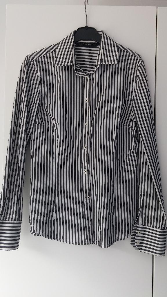Chemise rayée gris/blanc de ZARA taille XS, Enlèvement ou Envoi, Zara, Comme neuf, Taille 34 (XS) ou plus petite